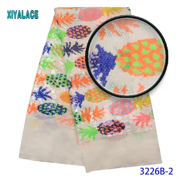 

2020 Sequin Lace Fabric Mesh African Embroidery Sequence Nigerian French Party Latest High Quality Tulle Hot Sale 3226b