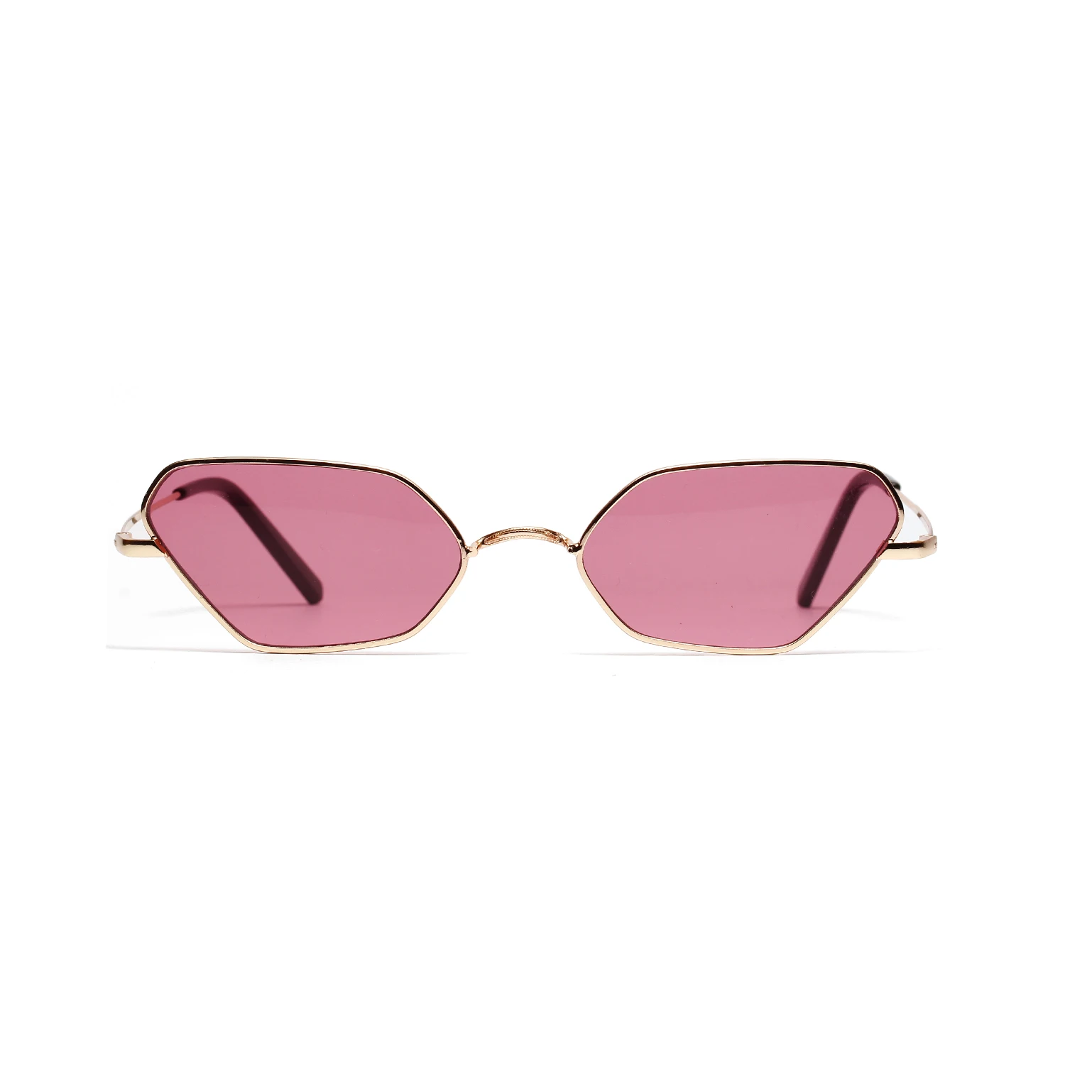 Модные солнцезащитные очки CatEye, маленькая оправа, полигон, солнцезащитные очки для женщин, gg, фирменный дизайн, металлическая оправа, панк, люкс, ретро - Цвет линз: Golden-red