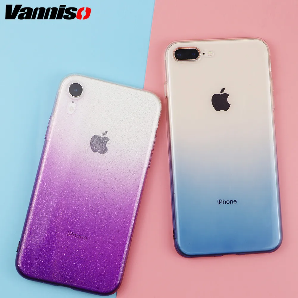 

Vanniso For iPhone 6 6S iPhone 7 8 Plus Gradient TPU Case for iPhone X XS Max XR Clear Ultra Thin phone Cases For iPhone Fundas