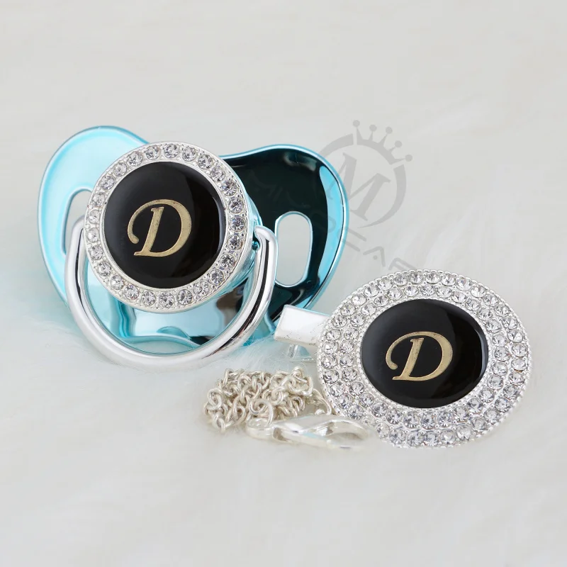 Chupeta e Chupeta Miyocar Nome Único Iniciais Preto Letra d Adorável Bling Clipe Conjunto Bpa Livre Manequim Design Ld-b Mod. 254755 11 Mamãe e Bebê