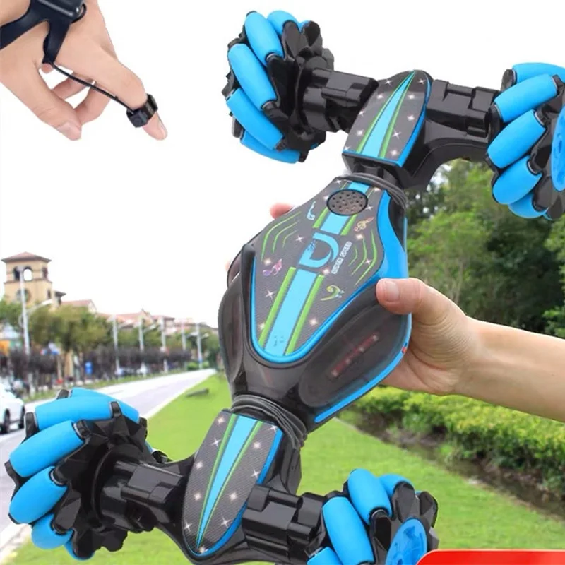 

Two-seater remote control stunt car gesture sensing twist music drift dancing side drive RC children's toy gift
