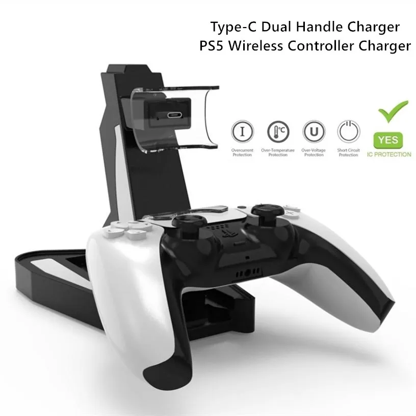 

Charging Dock for PS5 Gamepad Stand Holder Charger Type-C Dual Handle Charger PS5 Wireless Controller Gaming Console Accessories