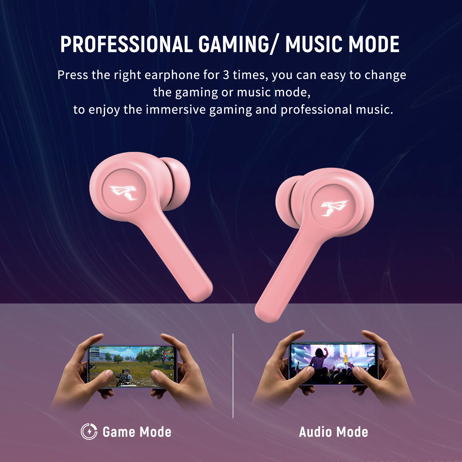 SOMIC Mini Earphone With Charging Case TWS Earbuds True Wireless Bluetooth 5.0 Sports Game Stereophon In-Ear Earphone GX501 Pink