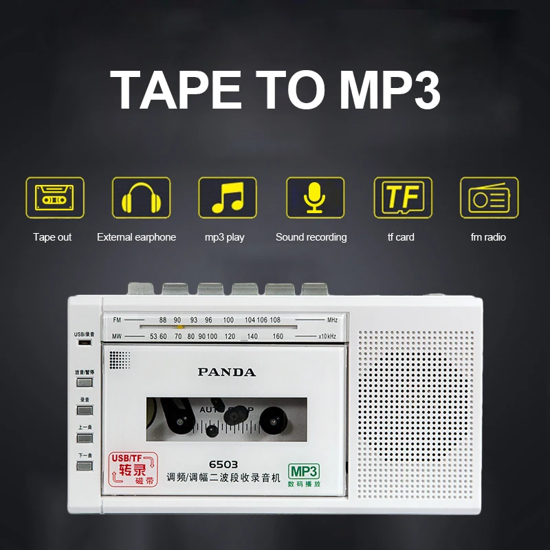 Rádio para o Ensino Leitor de Música com Microfone Portátil Rádio Receptor Dois Banda Estudo Fita Transcrição Máquina am fm - Image 2