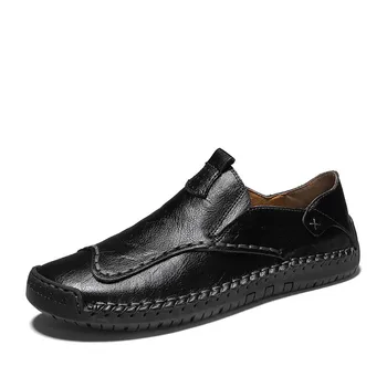 

Mens Casual Shoes Comfortable Spring Autumn Handmade Loafers Man Shoes Genuine Leather Shoes Men Flats Moccasins Plus Size 38-48