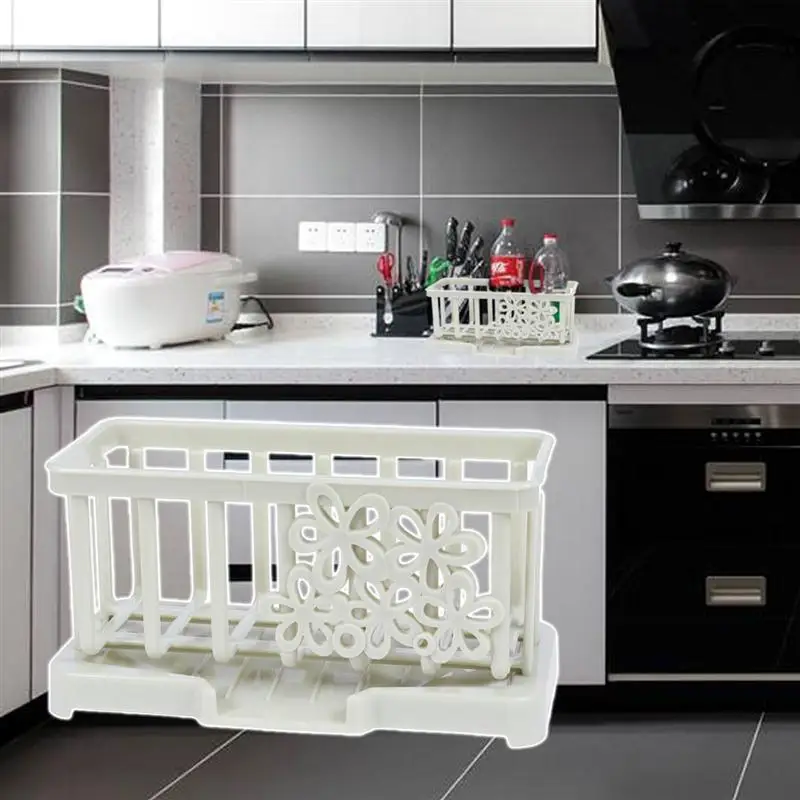 

Dish Drying Rack Hollow Plastic Dish Holder With Draining Board And Flower Decoration For Kitchen Storage Organization