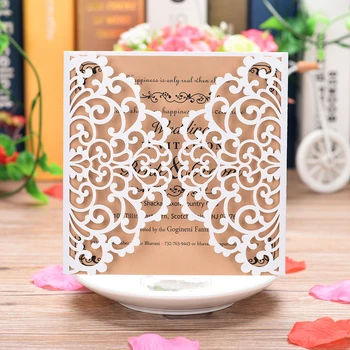 

New 10pcs Pearl Paper Floral Invitation Cards Wedding Invitation Holders with Blank Inner Sheet for Wedding Birthday Party Suppl