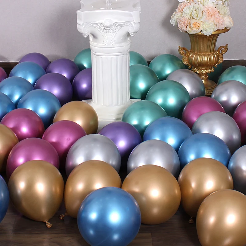 100 шт объем 12 дюймов 2,8 г металлический хромированный латексный шар Золотой Синий Серебряный металлический блеск день рождения шары JL0118