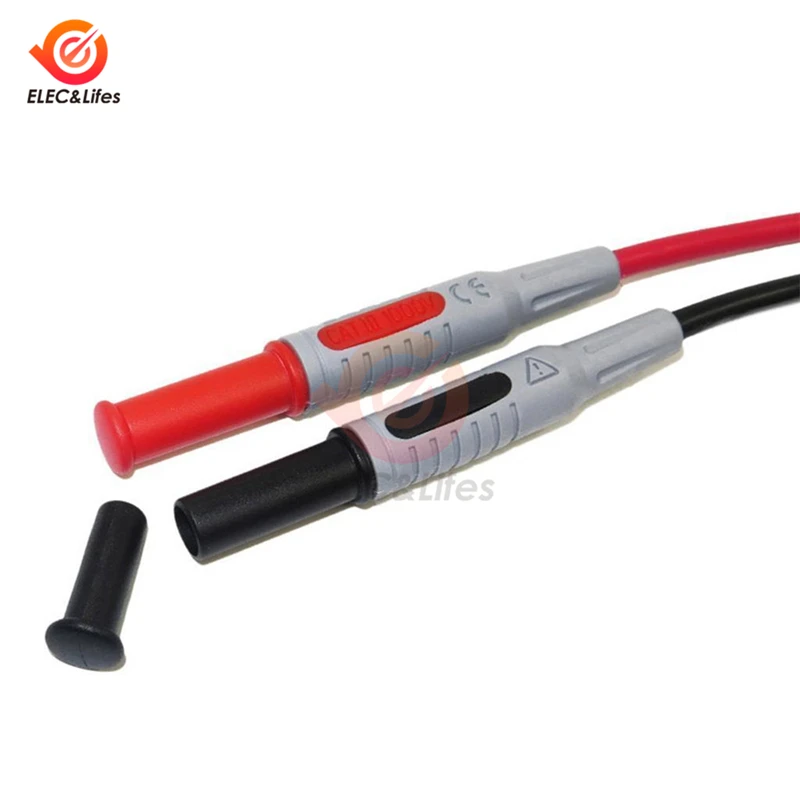 P1032 P1033 Multimeter Test Cable Injection Molded 4mm Banana Plug Test Line Straight to Curved Cable Wire Red and Black