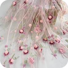 1 ярд 130 см в ширину 3D вышивка кружевная ткань шифон кружевная ткань ручной работы сделай сам одежда юбка материал