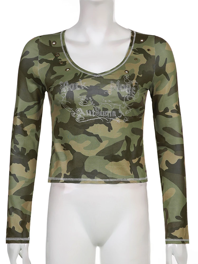 Sweetown Camo Print Grunge Graphic T 