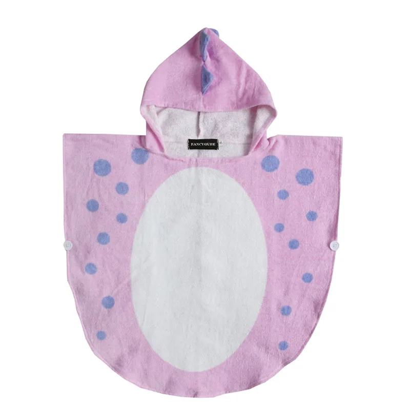 Cute Dinosaur Baby Bath Towel Cotton Absorbent Breathable Towel Children Cartoon Bathrobe Multi-Horned Hooded Cape