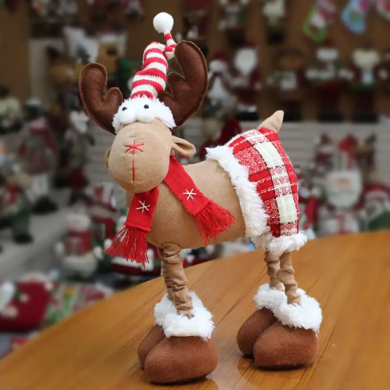

Christmas Reindeer Doll Elk Display Window Decorations Desktop Ornament Holiday Figurines Toys Kids Gift Festival Decor