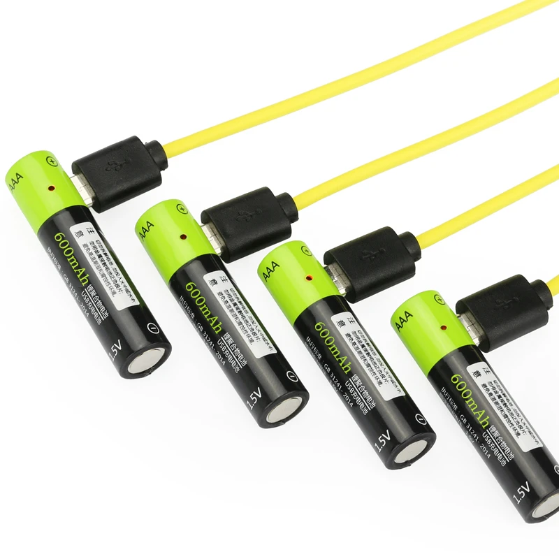 

Original ZNTER 1.5V AAA rechargeable battery 600mAh USB rechargeable lithium polymer battery fast charging via Micro USB cable