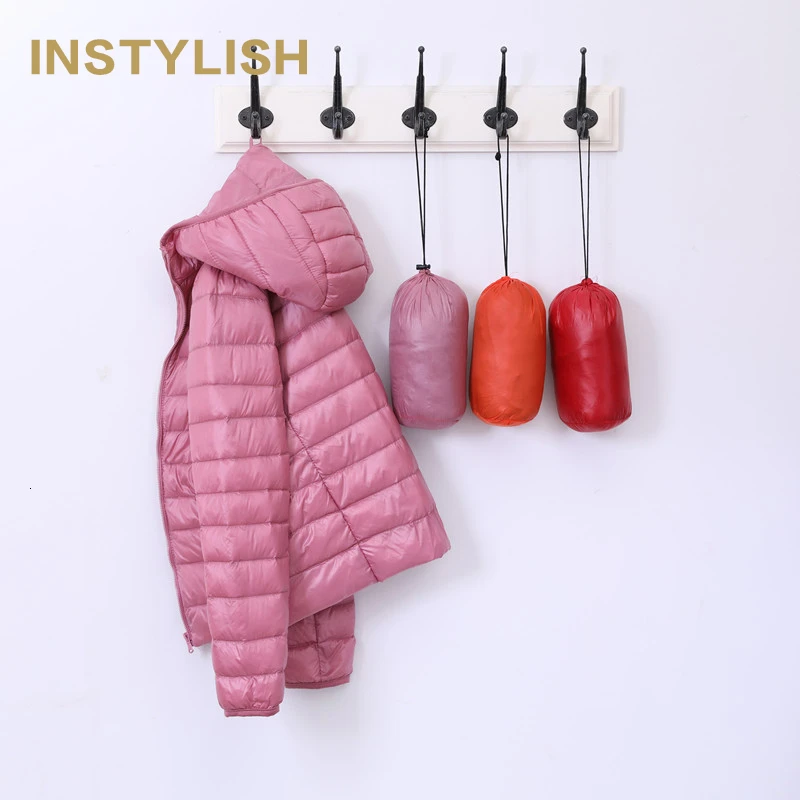 InStyle ультра светильник размера плюс 6XL тонкий пуховик женская тонкая короткая с