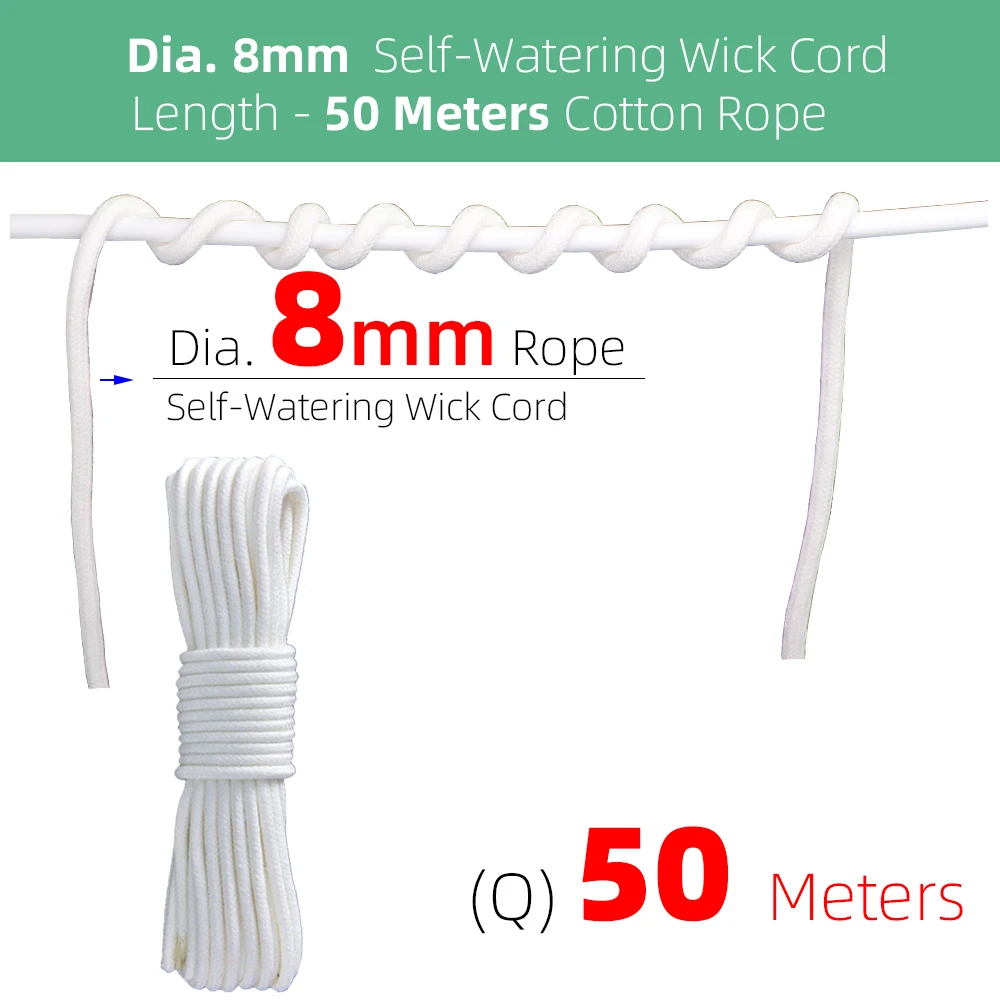 4/5/6/8MM Self-Watering Wick Cord Vacation Planter Pot DIY Automatic Watering Device System Potted Auto Drip Waterer Cotton Rope 