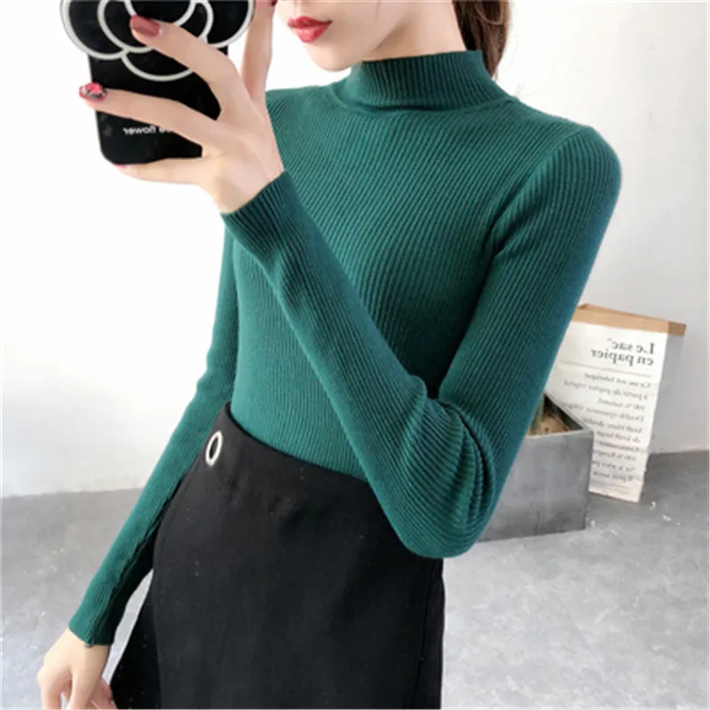 

Women Sweaters Knitting Shirt Pullover Top Fashion Female Casual Slim Elastic Tight Knitted Bottoming Shirts 2019 Autumn Winter