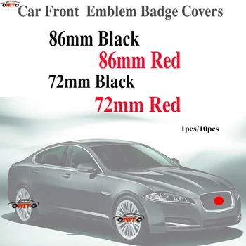 

1x 10x Car Styling Car Logo Head Emblem Badge Covers Front Hood Accessory 86MM 72MM Red/black fit for XF XJ XJS XK S-TYPE X-TYPE
