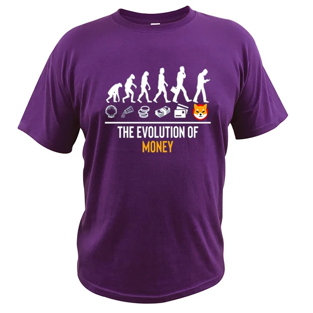 The Evolution of Money SHIB Crypto T Shirt Shiba Inu Holder T-Shirt Fitness Crewneck Homme EU Size 100% Cotton Tops Tee purple