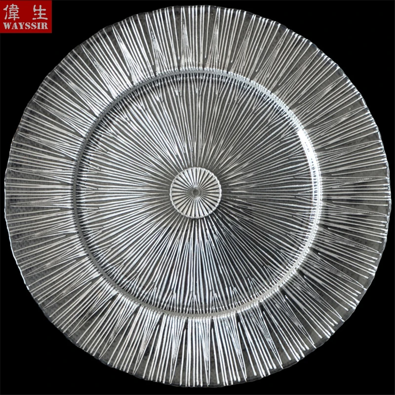 Laser Design Glass Charger Plate Show Tray Decorative Salad Fruit Steak Wedding Dinner Main Round Dish Tableware Display | Дом и сад