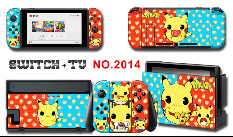 1set New Cute Anime Full Body Sticker for NS Switch Protective Cover Skin Colorful Art for Game Console Joy-Con Controller Decor