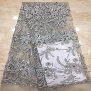 

Madison African Lace Fabrics 5yard Grey French Lace Fabric 2019 High Quality Nigerian Lace Fabric For Wedding Dress