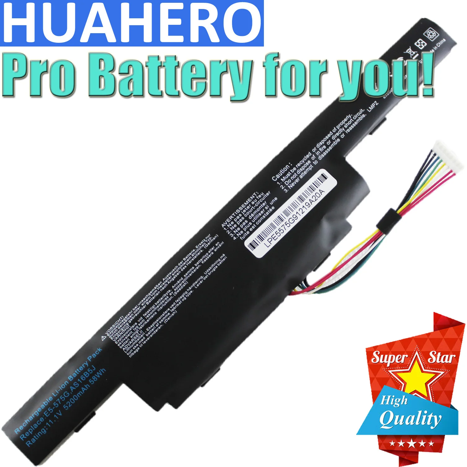 HUAHERO Новый AS16B5J AS16B8J Аккумулятор для ноутбука Acer Aspire E5 575G 53VG 3ICR19/66-2 E5-575G 15 6