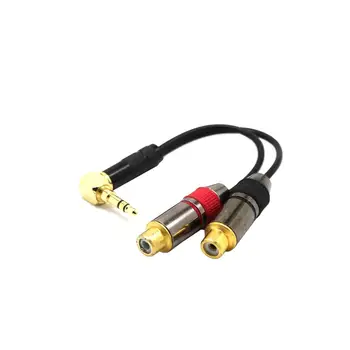 

3.5 elbow to RCA female audio cable 3.5 revolution 2RCA double lotus audio cable 3.5 to 2RCA line