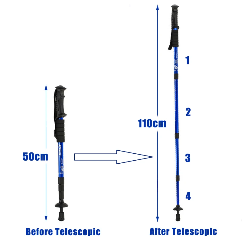 Walking Adjustable Trekking Pole Anti Shock Ultra Light Alpinism Poles Telescopic Ultralight Hiking Travel Non-slip Stick 4