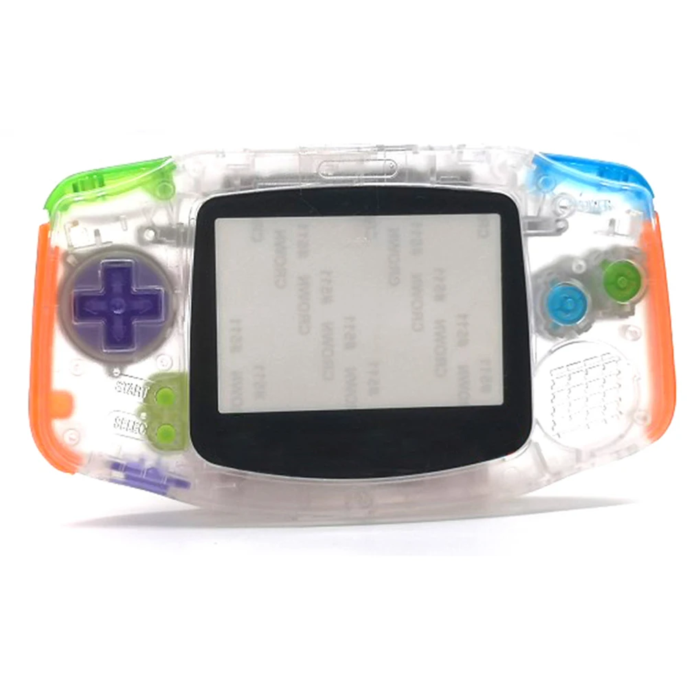 transparent white Защитный чехол для Nod Игровая приставка GBA сменная Крышка корпуса с кнопками зеркальная проводящая смола и наклейки набор аксессуаров - Цвет: transparent white