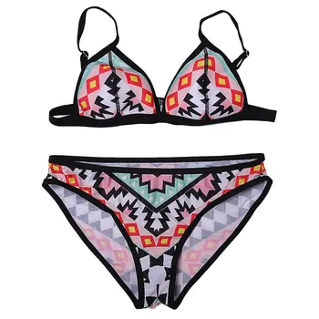 

2020 Bikinis Women Swimwear Push Up Bikini Set Swimsuit Top Solid Bottom Print Brazilian Biquini Bathing Suit Swim Wear Beach