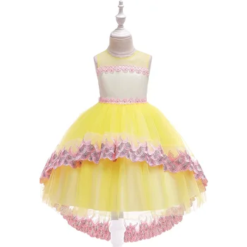 

Grls party dress yellow sleeveless wedding Graduation gown summer clothes princess dresses vestido de fiesta infantil menina