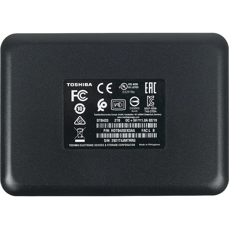 Жесткий диск Toshiba USB 3.0 2Tb HDTB420EK3AA Canvio Basics 2.5" черный
