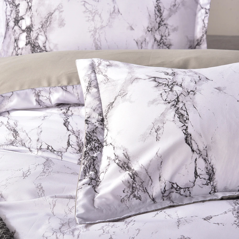 Marble Comforter Set Wake In Cloud Gray Grey Black And White Pattern Printed,
