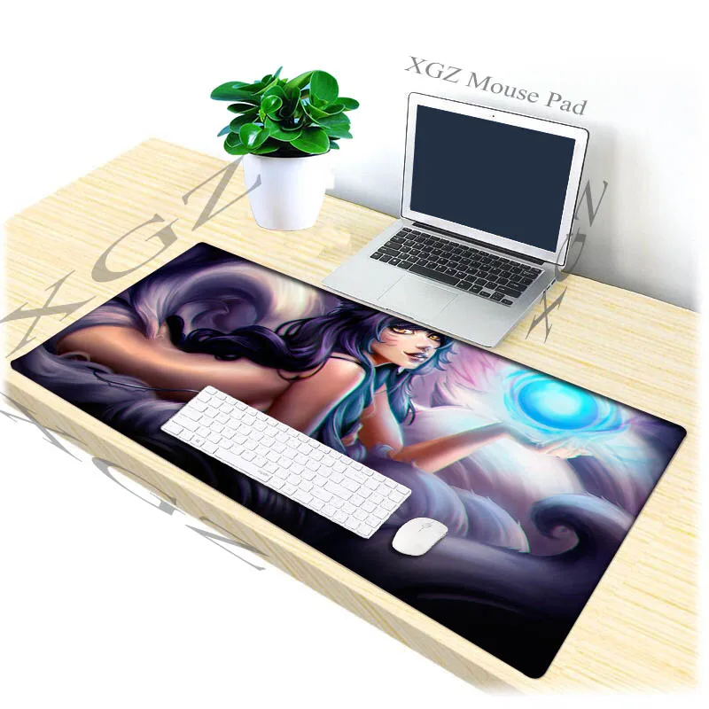 XGZ Custom Fashion Large Mouse Pad Black Lock Edge Anime Sexy  Girl Computer Keyboard Table Mat Speed Rubber Non-slip for Xxl