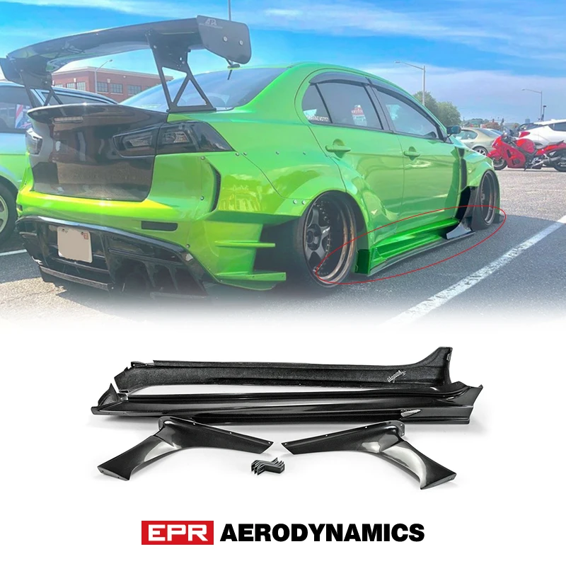 

Car Accessories For Mitsubishi EVO 10 VRSV2 Wide Style Fiberglass Side Skirt With Add On FRP Fiber Glass Door Step Cover Set