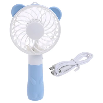 

Handheld Portable Fan Usb Charging Mini Fan Cute Cartoon Bear Charging Fan Outdoor Portable Fan Blue