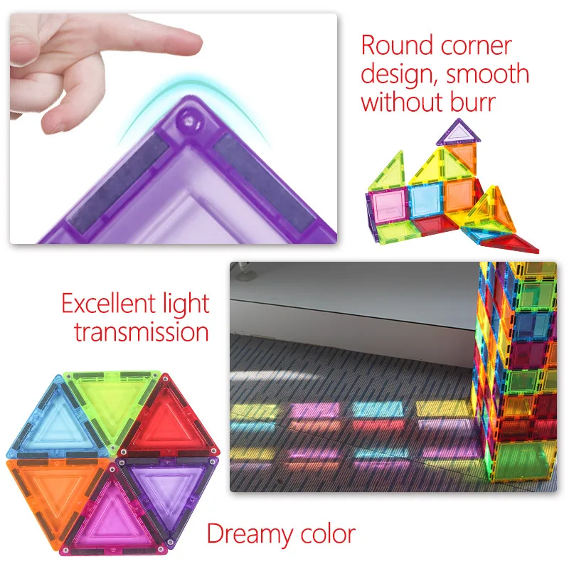 Beste 18 56PCS Big Size Transparant Magnetische Designer Bouw   Building Toy Effen 3D Magneten Magnetische Blokken Speelgoed Voor kinderen