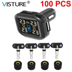 100 шт./лот Visture TPMS с 10 вт USB выход система сигнализации давления в шинах мониторинг шин внешний внутренний датчик T07W T07N