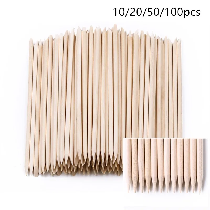 

Wood Sticks Nail Cuticle Pusher Nail Rhinestone Remover Double Head Portable Professional Manicure Nail Art Tools