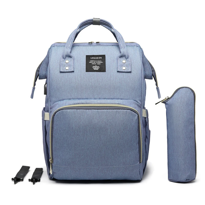 Lequeen Diaper Bag P LEQUEEN Детская сумка USB интерфейс пеленки мешок большой емкости Мумия Материнство Сумки Водонепроницаемый дорожный Рюкзак пеленки для ухода сумка - Цвет: Lequeen Diaper Bag P