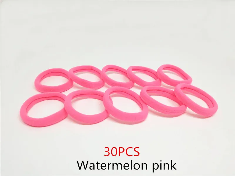 30 шт. для женщин девочек Высокая эластичность 4 см средней толстой прокатки полотенца веревка для волос конфеты однотонная цветная эластичная резинка кольцо конский хвост держатель - Цвет: 30PC Watermelon pink