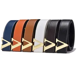 Luxury Brand Belts For Man Cow Genuine Leather Designer V Buckle High Quality Male Waist Strap for Jeans Waistband 3.6CM Wide