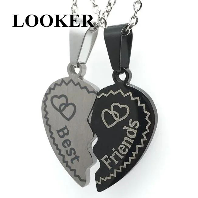 LOOKER 1 пара полулюбящее сердце Кулон Ожерелье Лучшие друзья подарок для пары Colar
