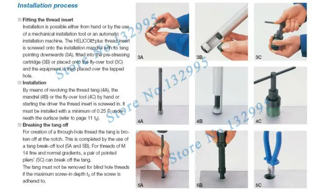 Kit de Réparation de Filetage d'Inserts Filetés en Acier Inoxydable 304  Outils d'Installation d'Insert de Type Helicoil M6 * 1.0 * 2D : :  Auto et Moto