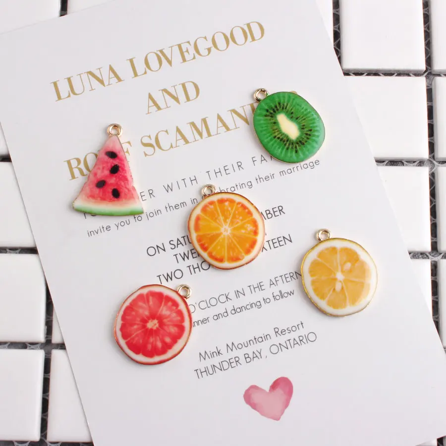 

10PCS/Lot Gold Color Plated Enamel Fruit Lemon Orange Charms Pendants For Jewelry Making Bracelet DIY Handmade Craft Charms