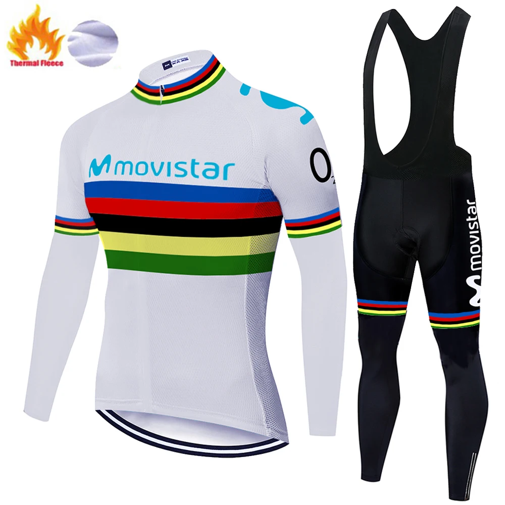 2019 12D гелевая команда с длинными рукавами maillot movistar Велоспорт Джерси Зимняя
