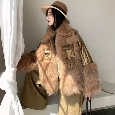 2 Женская одежда Зимняя Новая меховая парка натуральный Лисий мех натуральный мех пальто Толстая Теплая Куртка Свободная длинная Повседневная Уличная одежда - Цвет: 2
