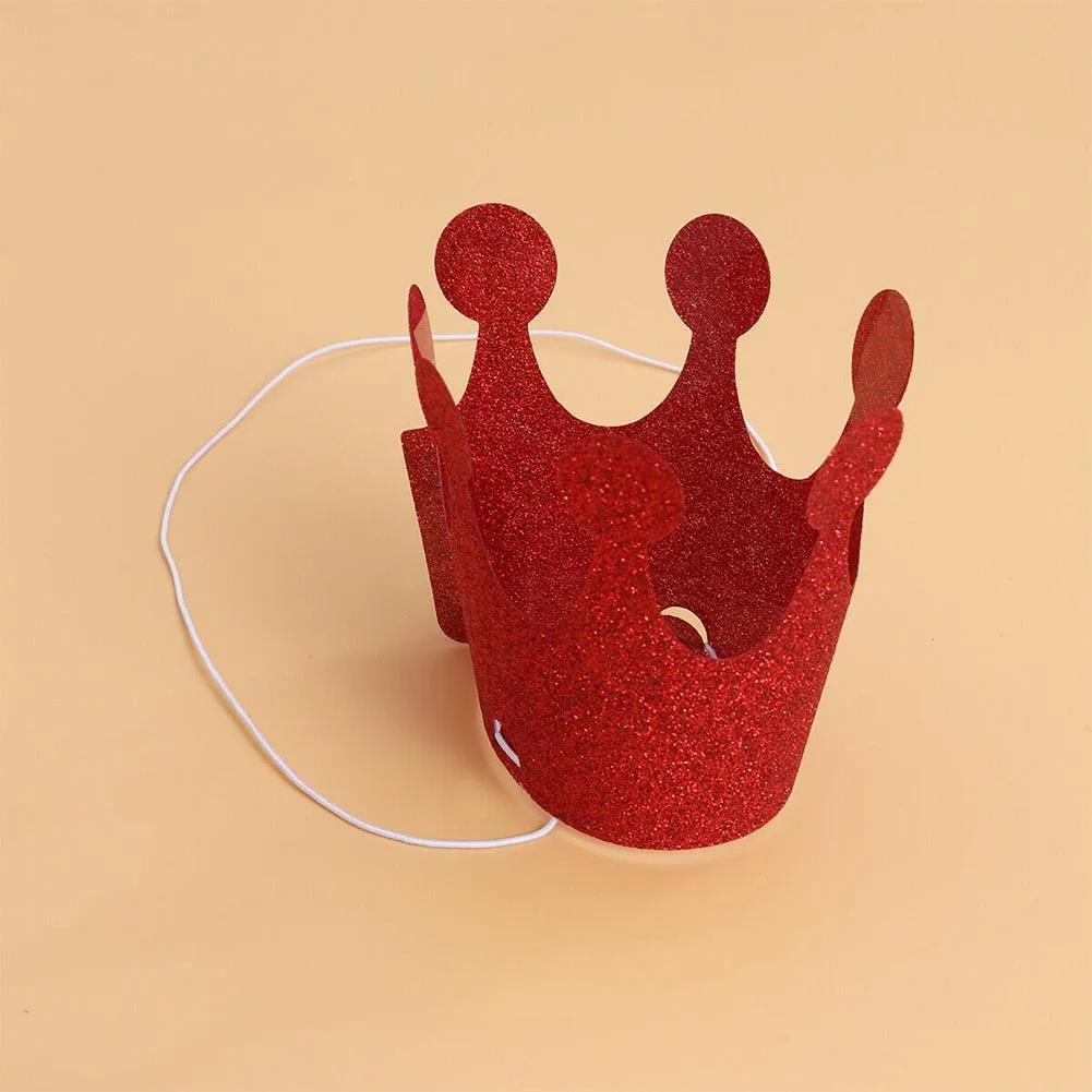 Rose Red 12 шт. симпатичная блестящая диадема шляпа модный декоративный подарок вечеринка по случаю Дня рождения поставки ПВХ для маленьких детей сплошной Блестящий Сверхлегкий многоразовый - Цвет: Rose Red