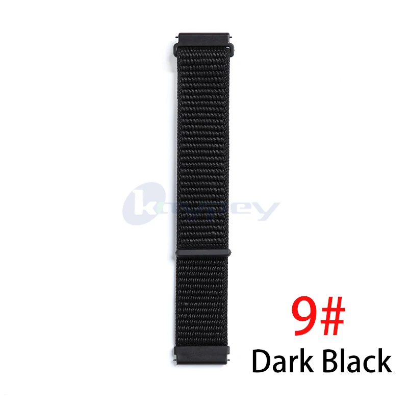 20 мм нейлоновая петля тканый ремешок для Xiaomi Huami Amazfit Bip BIT Lite Молодежные умные часы носимые наручные браслет Amazfit ремешок для часов - Цвет: Dark Black